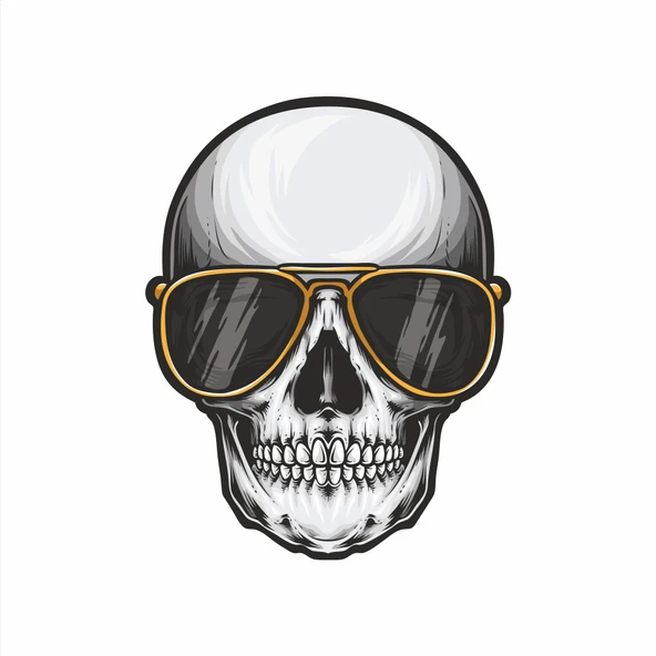 Havalı Kurukafa Sticker 10x10 cmRenkli Sticker