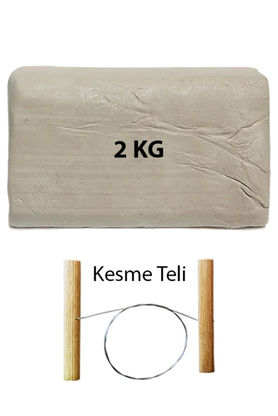 Beyaz Seramik Hamuru 2 kg Seramik Çamuru Çamur Kesme Teli Seramik Kili Şekillendirme Seti