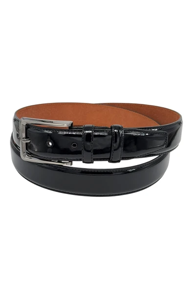 3.5 cm. Klasik Hakiki Deri Dikişli Model Düz Renk Rugan Kemer Siyah ürün görseli