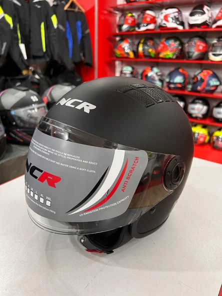 NCR AİR YARIM KASK MAT SİYAH (ECE BELGELİ) M BEDEN