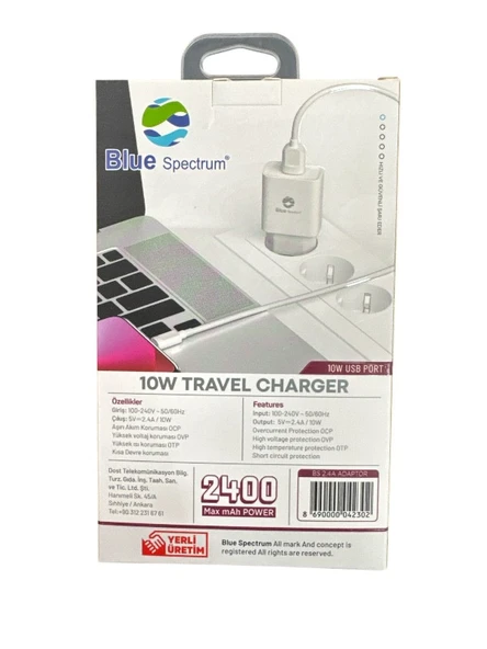 Blue Spectrum 10W 2.4A Şarj Başlığı USB Çıkışlı - 5