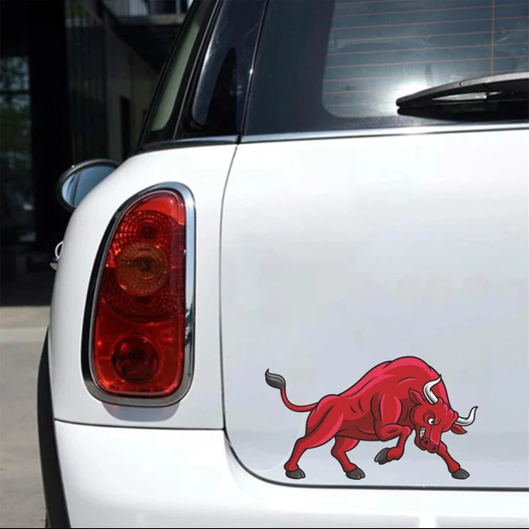 Kızgın Boğa 1 Sticker 10x10 cmRenkli Sticker - Resim 2