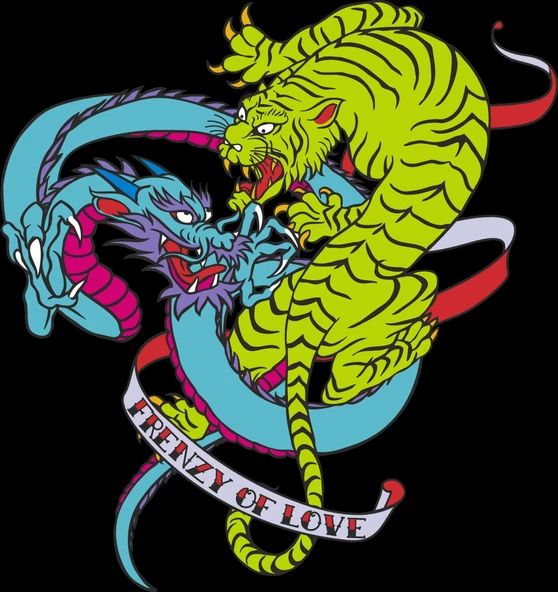 Kaplan ve Ejderha Sticker 10x10 cmRenkli Sticker ürün görseli 1