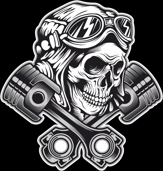 Mekanik Kurukafa Sticker 10x10 cmRenkli Sticker ürün görseli