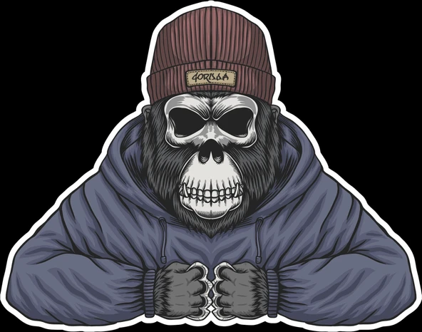Bereli Goril Sticker 10x10 cmRenkli Sticker ürün görseli