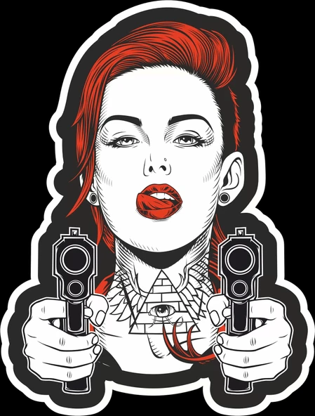 Kırmızı Kadın Sticker 10x10 cmRenkli Sticker ürün görseli