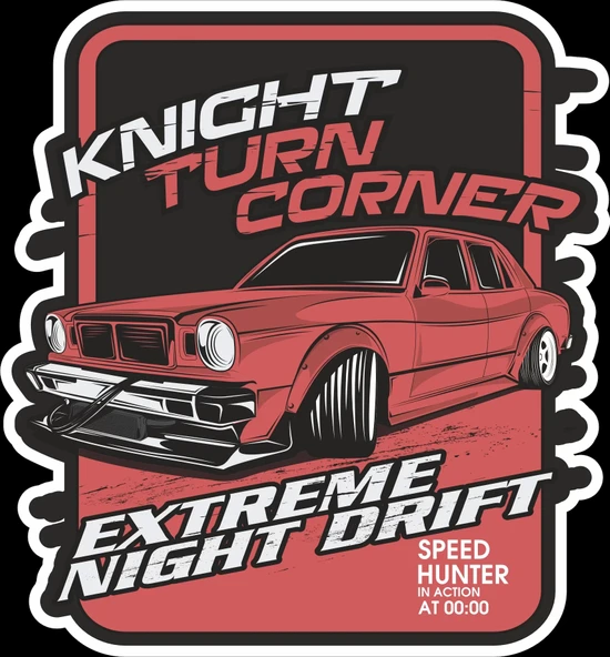 Extreme Night Drift Sticker 10x10 cmRenkli Sticker