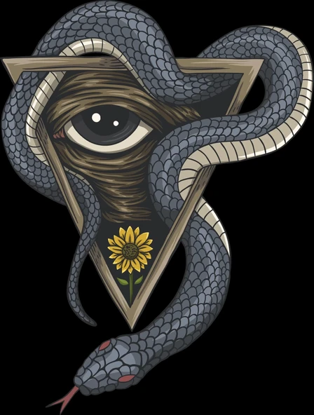 Üçgen İçinde Dolaşan Yılan Sticker 10x10 cmRenkli Sticker ürün görseli