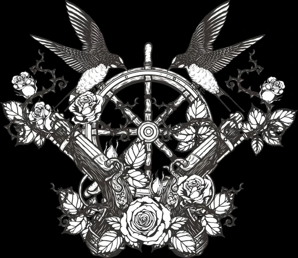 Dümen ve Silah Sticker 10x10 cmRenkli Sticker ürün görseli