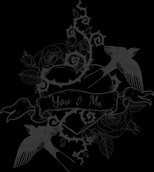 You & Me Kalp Sticker 10x10 cmRenkli Sticker