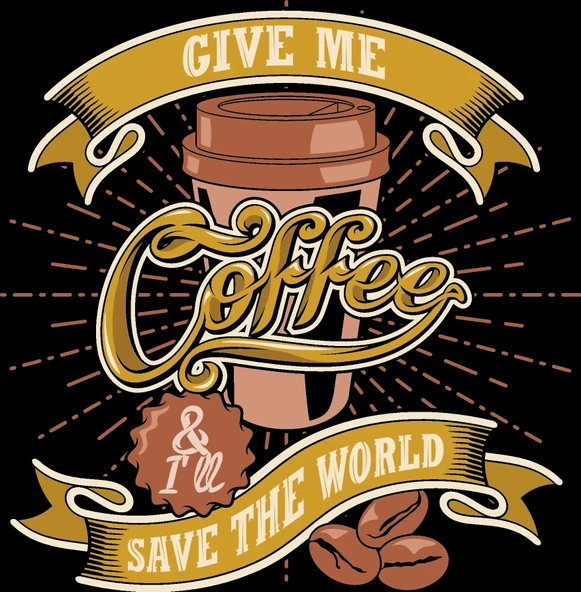 Give Me Coffe Sticker 10x10 cmRenkli Sticker