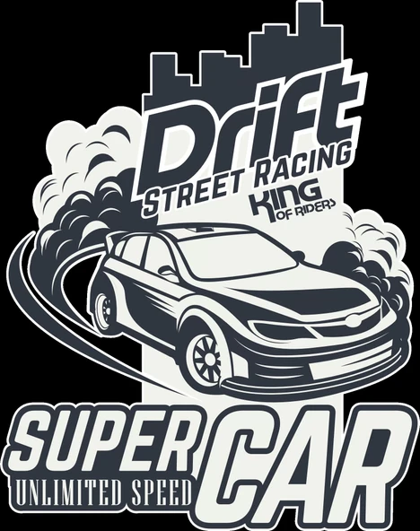 Drift Street Racing Sticker 10x10 cmRenkli Sticker