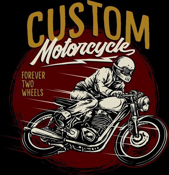 Custom Motorcycle Sticker 10x10 cmRenkli Sticker