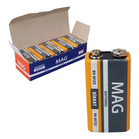 Mag Batteries MG-9 Çinko Karbon 9 Volt Pil (10 Lu Paket)