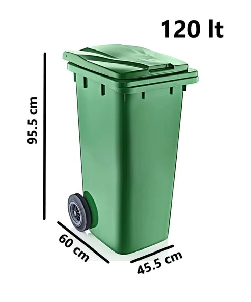 Omnipazar SY-6506 Eko Tekerlekli Kapaklı Plastik Çöp Konteyneri 120 lt - 6