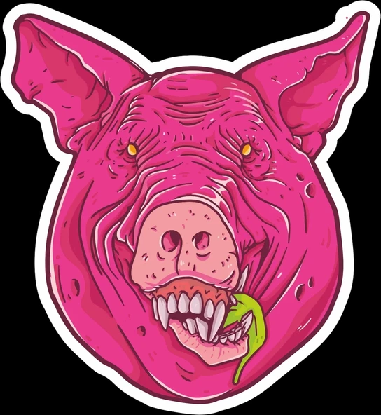 Domuz Sticker 10x10 cmRenkli Sticker