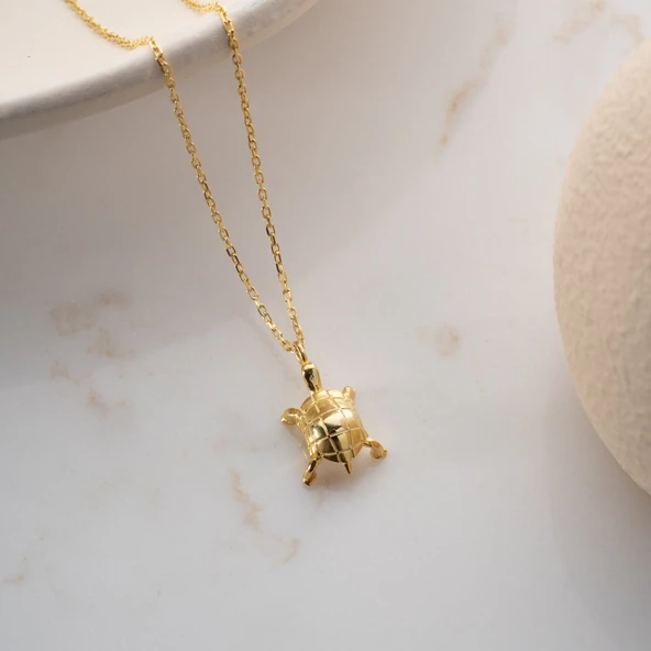 Vaoov 925 Ayar Gümüş Dokulu Kaplumbağa Kolye ürün görseli