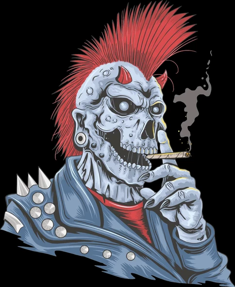 Punk İskelet Sticker 10x10 cmRenkli Sticker