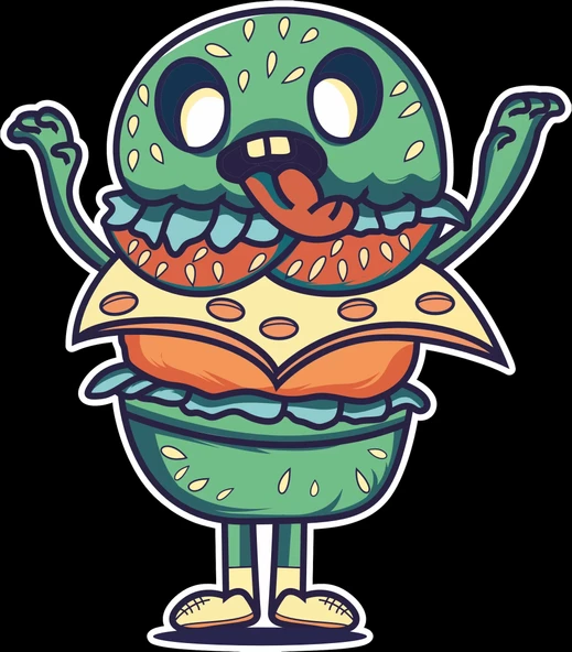 Yeşil Hamburger Sticker 10x10 cmRenkli Sticker ürün görseli 1