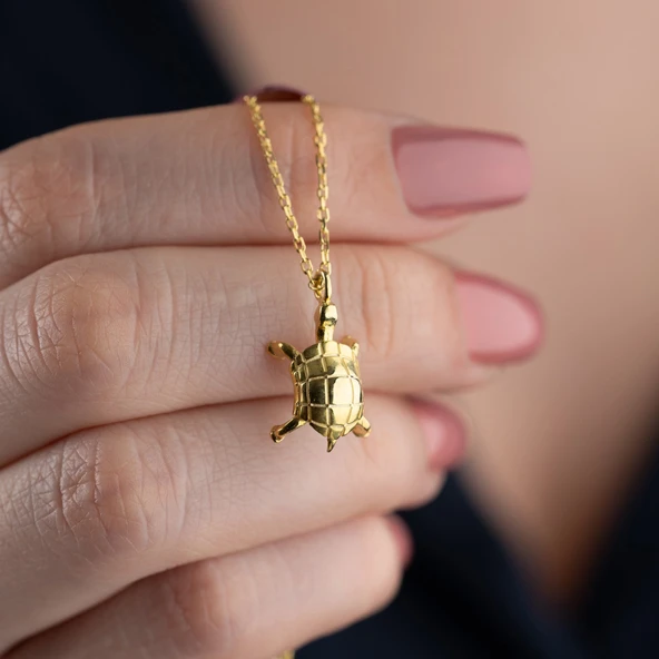 Vaoov 925 Ayar Gümüş Dokulu Kaplumbağa Kolye - Resim 5