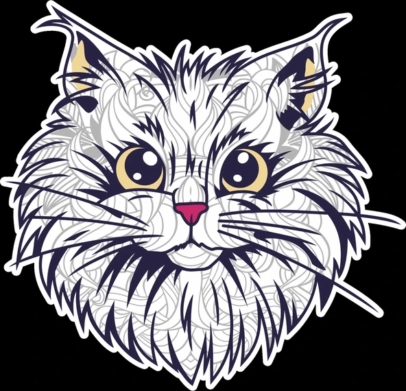 Sevimli Kedi Sticker 10x10 cmRenkli Sticker - 1