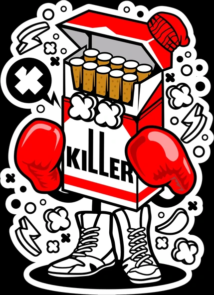Killer Sigara Sticker 10x10 cmRenkli Sticker