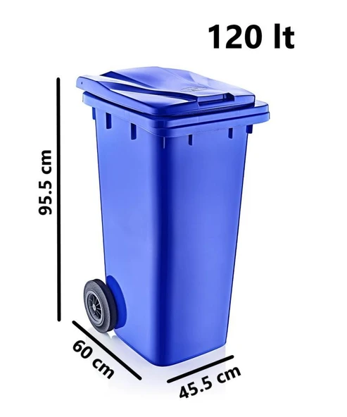 Omnipazar SY-6506 Eko Tekerlekli Kapaklı Plastik Çöp Konteyneri 120 lt - 2