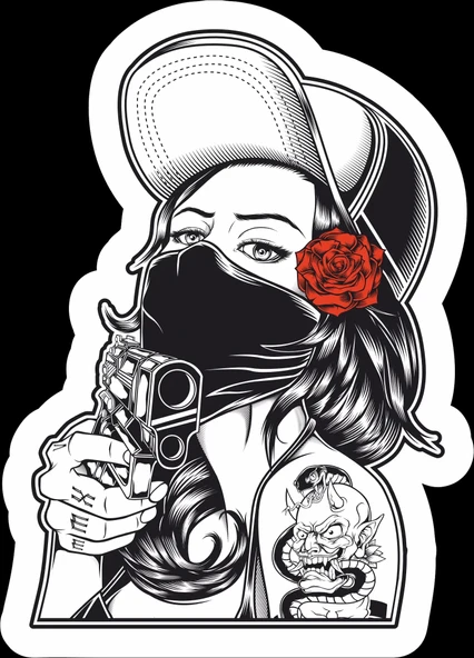 Soyguncu Kad?n Sticker 10x10 cmRenkli Sticker