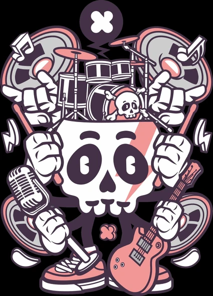 iskelet Müzik Grubu Sticker 10x10 cmRenkli Sticker ürün görseli