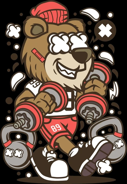 Sporcu Ayı Sticker 10x10 cmRenkli Sticker ürün görseli