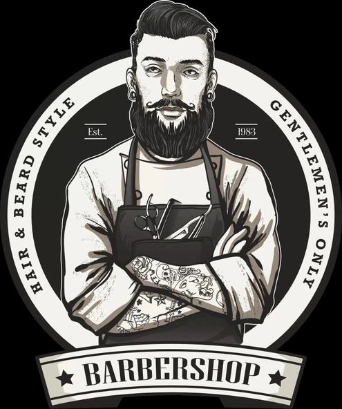 Barber Shop Sticker 10x10 cmRenkli Sticker ürün görseli