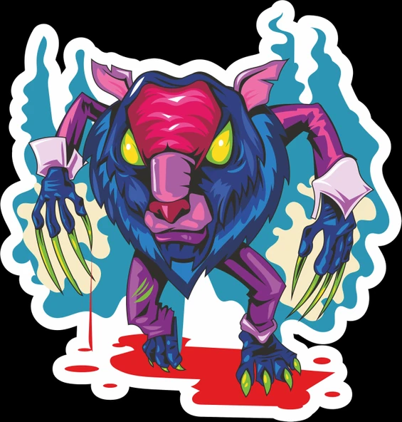 Zombi Domuz Sticker 10x10 cmRenkli Sticker - 1