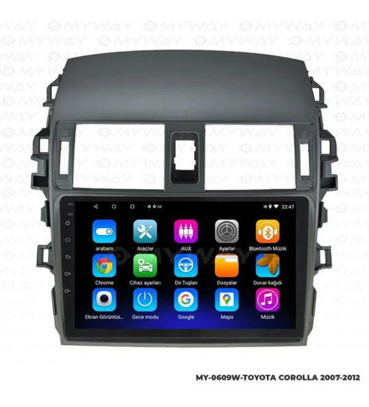 For-x Toyota COROLLA(2007-2013) 9'' Android-4gb RAM-64GB-ÖN Kamera Kayıt Dvr-Harici Mikrofon- Car Play-Wifi-Fm-Mp3-Bt-Mp5-Hd - 2