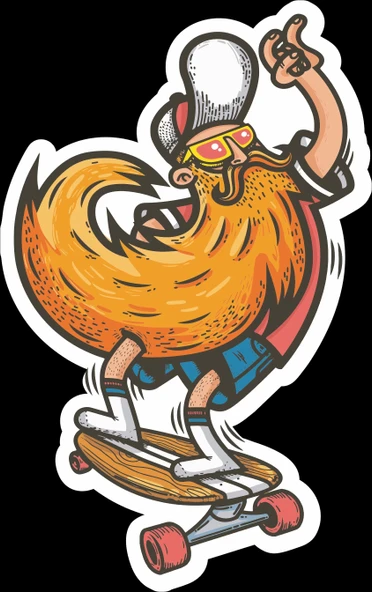 Kaykaycı Hippi Sticker 10x10 cmRenkli Sticker