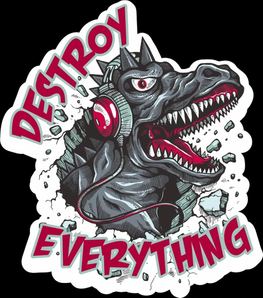 Deryo T-rex Sticker 10x10 cmRenkli Sticker ürün görseli