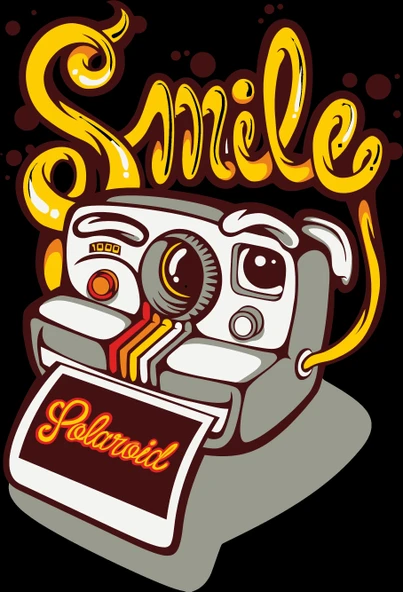 Smile fotoğraf makinesi sticker 10x10 cmRenkli Sticker