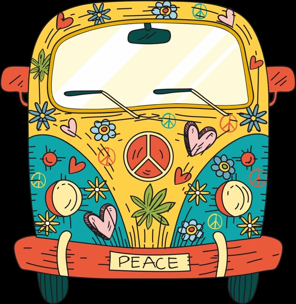 Hippi Karavan Sticker 10x10 cmRenkli Sticker ürün görseli