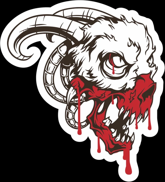 Boynuzlu Kurukafa Sticker 10x10 cmRenkli Sticker