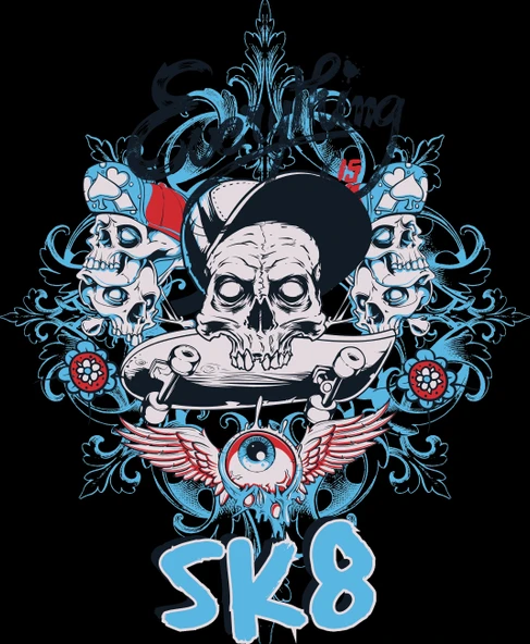 SK8 Kkuru kafa sticker 10x10 cmRenkli Sticker ürün görseli