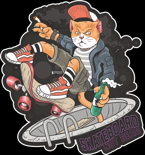 Kızgın Kedi Sticker 10x10 cmRenkli Sticker ürün görseli