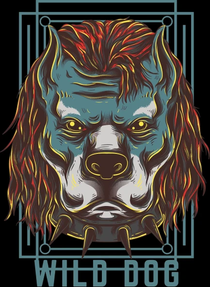 Wild Dog Sticker 10x10 cmRenkli Sticker