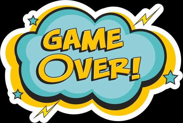 Game Over Sticker 10x10 cmRenkli Sticker