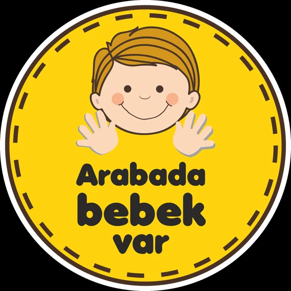 Arabada Bebek Var Sticker 4 10x10 cmRenkli Sticker