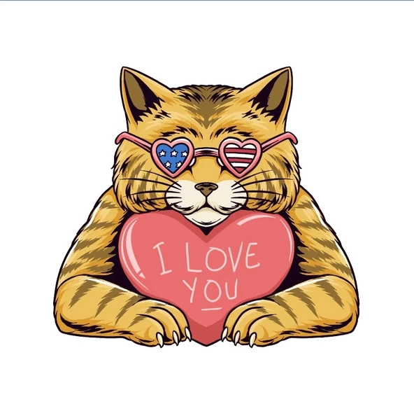 Kalpli Ked 10x10 cm Renkli Sticker