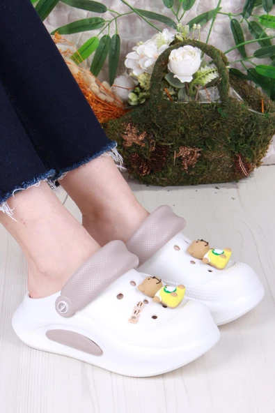 Fort E468 Bella Beyaz Camel Eva Malzeme Sabo Doktor Medikal Aşçı Günlük Burnu Kapalı Terlik ürün görseli