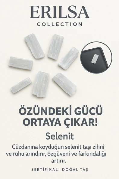 Sertifikalı Cüzdan Boy Ham Selenit Taşı Kütle - Arınma, Berraklık ve Günlük Enerji Temizliği ürün görseli
