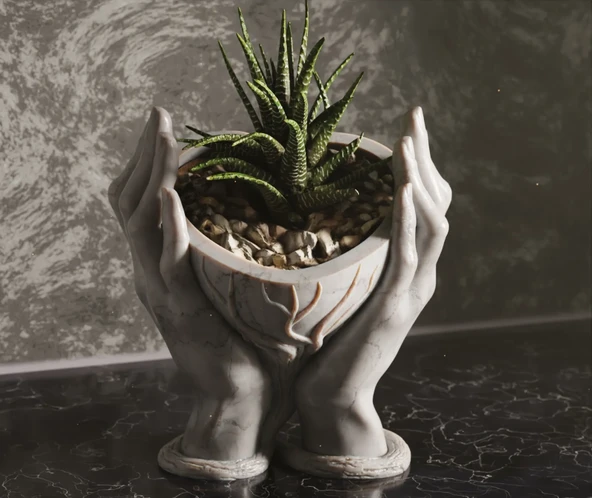 3D BASKI KALP ELLER DEKORATİF VAZO