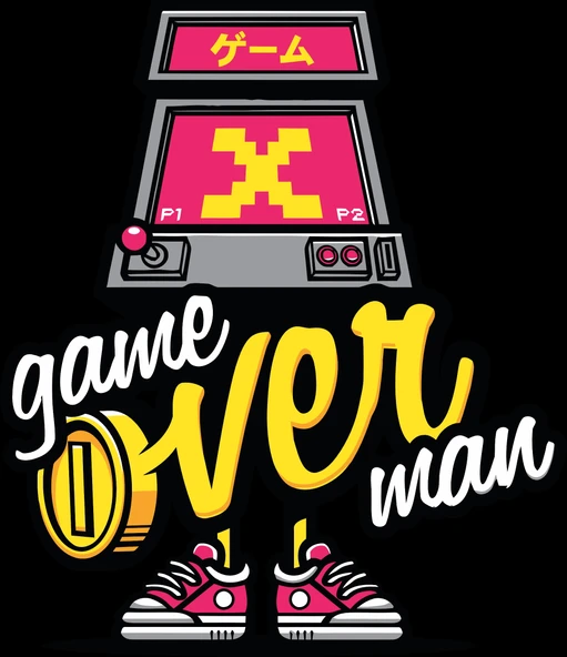 Game Over man Sticker 10x10 cmRenkli Sticker
