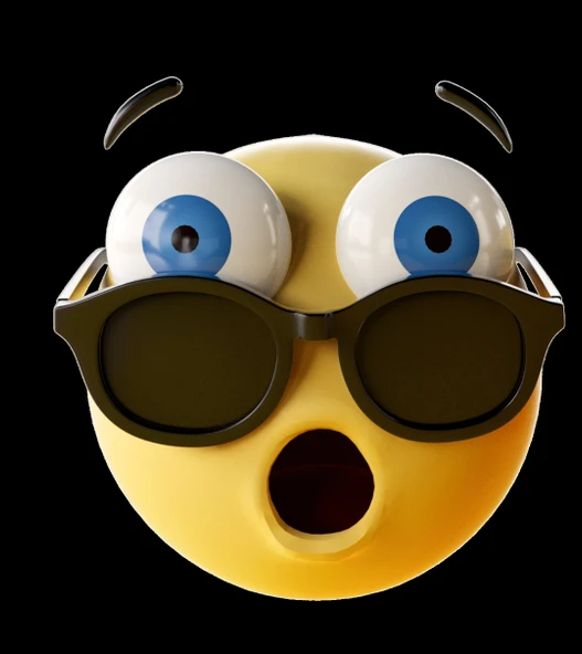 Emoji Gözlüklü Şaşıran Sticker 10x10 cmRenkli Sticker