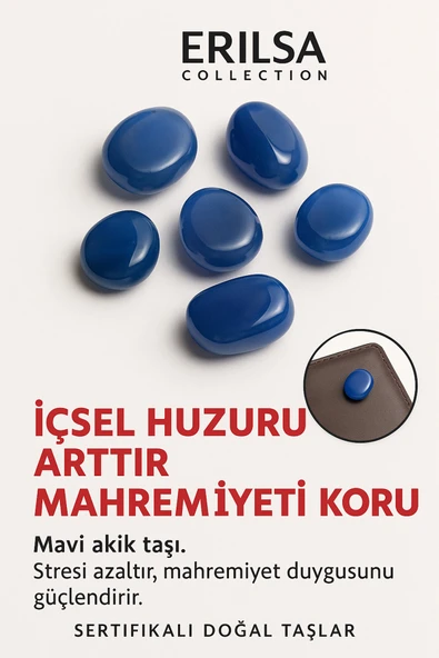 Sertifikalı Cüzdan Boy Tamburlanmış Mavi Akik Taşı Kütle - Huzur, İfade Gücü Günlük Enerji Dengesi ürün görseli 1